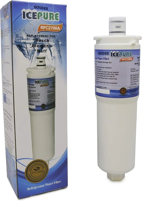 3 Pack IcePure RFC2700A Fridge Water Filter Compatible with Siemens, Bosch, NEFF CS52